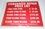 802203 STUDEBAKER REPAIR PRICES - signage