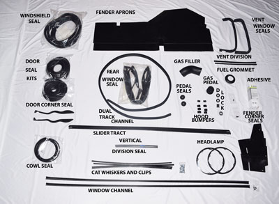 1960-1964 CHAMP TRUCK RUBBER KIT/W SLIDING REAR WINDOW - rbkit